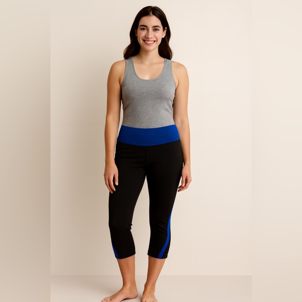 Lululemon Blue & Black ‑Block Crop Leggings – Size 6- Excellent Condition